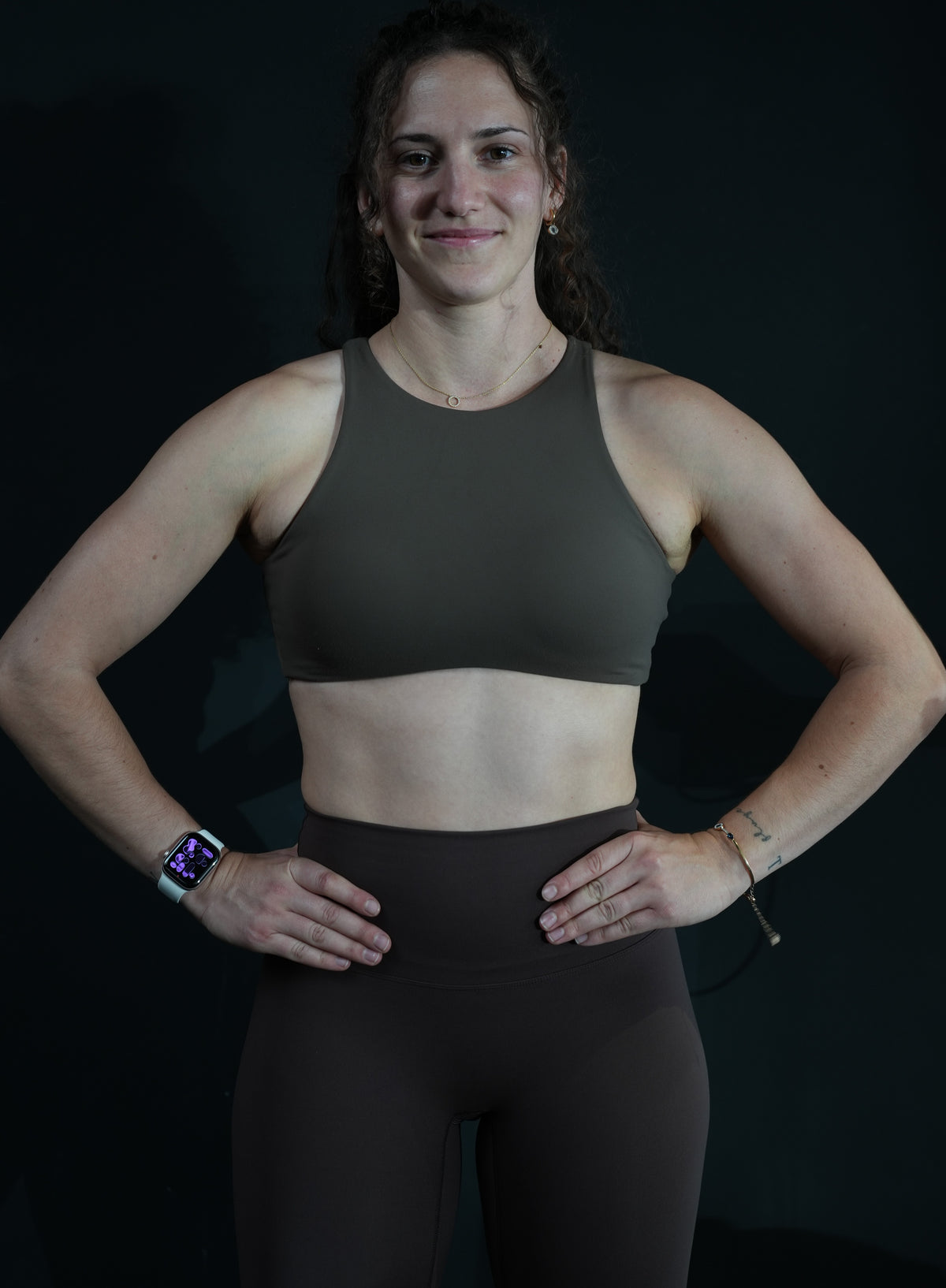 FLOW HIGH NECK BRA - BROWN